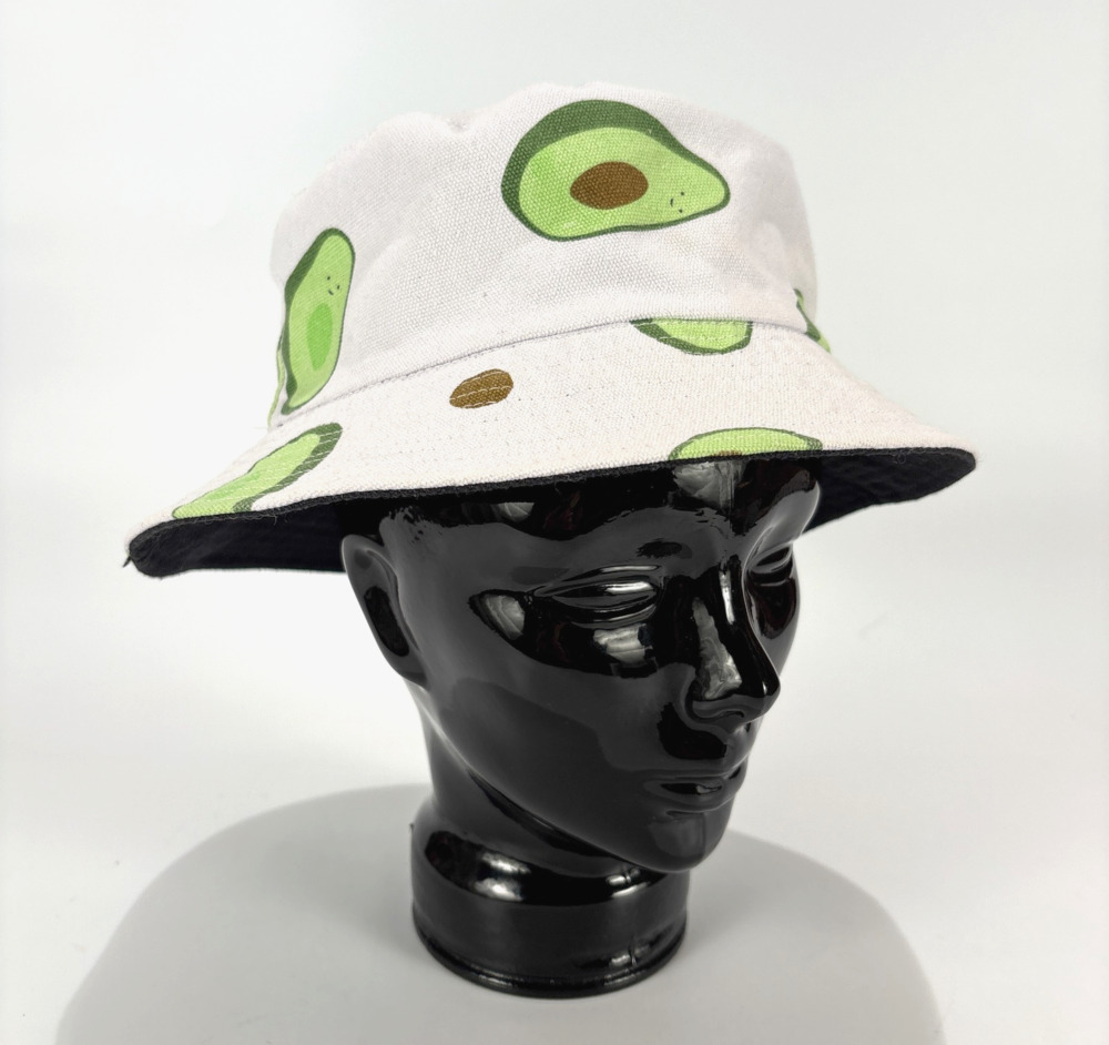 Avocado Bucket Hat Reversible Black Unisex All Over Print One Size Summer Sun